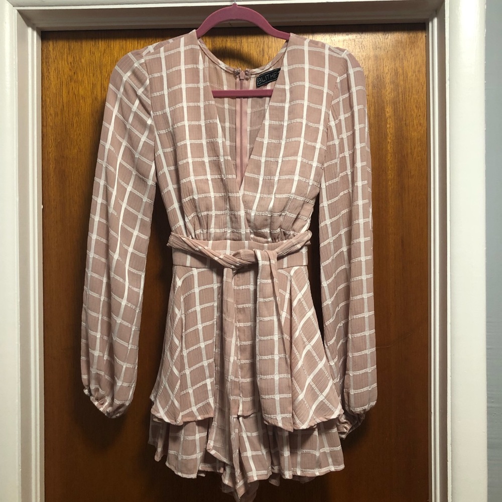 Rose and white ruffle romper